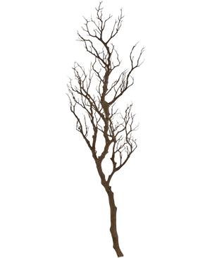 Il ramo decorativo artistico da 118 cm è un ramo decorativo alto e senza foglie con molti steli sottili e contorti che si innalzano verso l'alto, visualizzati su un semplice sfondo bianco.