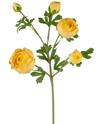 Ramo artificiale Ranunculus x5 Real Touch giallo 62 cm