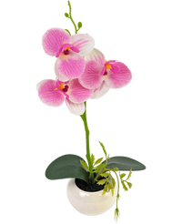 Orchidea artificiale 28 cm bianco/rosa in vaso
