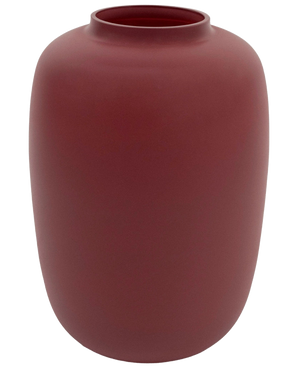 Il Vaso Artic Pink Ø21 x H29 cm è un vaso semplice realizzato in ceramica marrone con finitura opaca, un'ampia forma rotonda e un'apertura stretta nella parte superiore.