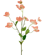 Il corniolo artificiale Real Touch rosa chiaro da 74 cm ha un unico stelo con più rami, ciascuno decorato con fiori di corniolo rosa chiaro e foglie verdi, su uno sfondo bianco semplice.