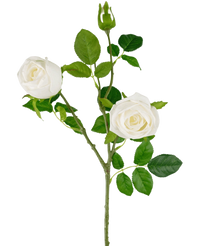 Ramo di rosa artificiale Real Touch bianco 72 cm
