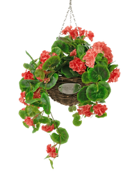Begonia artificiale rosa in cesto UV 70cm
