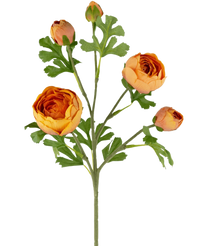 Ramo artificiale Ranunculus x5 Real Touch arancione 62 cm