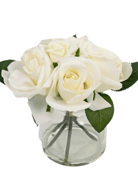 Bouquet di Rose finte Real Touch White 18cm