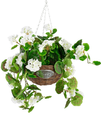 Begonia artificiale bianca in cesto UV 70 cm