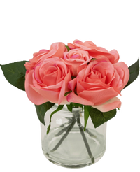 Bouquet di Rose finte Real Touch Pink 18cm