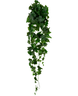 L'edera artificiale verde da 105 cm ha fitte foglie verdi che cadono, creando un rigoglioso effetto di edera strisciante su uno sfondo bianco semplice.