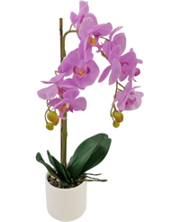 Orchidea artificiale 52 cm lilla in vaso bianco
