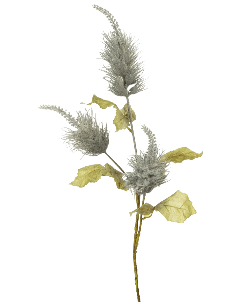 Un singolo stelo di fiore artificiale Pampas blu da 95 cm - con sottili pennacchi blu e morbide foglie verdi - fornisce un tocco decorativo elegante in qualsiasi ambiente moderno e risalta magnificamente su un semplice sfondo bianco.